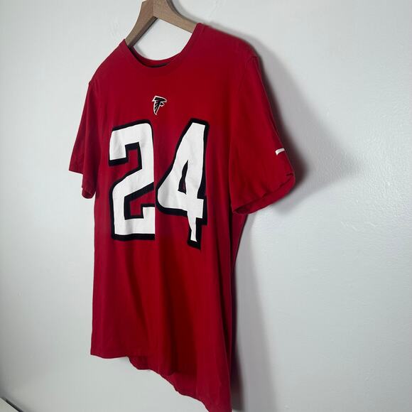 Nike Mens The Nike Tee Atlanta Falcons #24 Freeman Crewneck Red T-Shirt Large - Picture 4 of 6